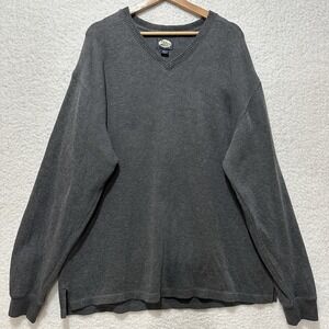 Tommy Bahama 100% Cotton Sweater Gray Long Sleeve V‎ Neck Pullover Size Large